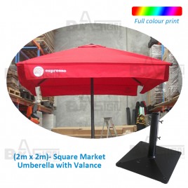 2M Square Cafe Umbrella with Valance, Logo Print NOT Included